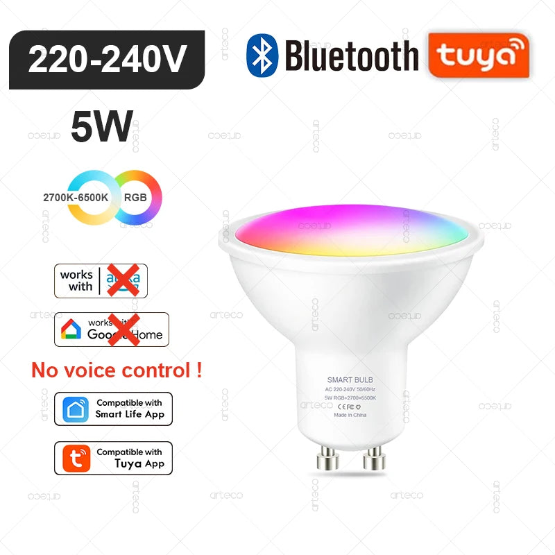 Żarówka Smart LED RGB – Tuya WiFi/Zigbee E27/E14/GU10