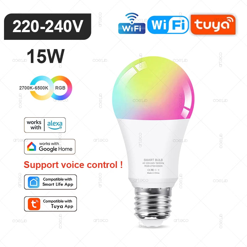 Żarówka Smart LED RGB – Tuya WiFi/Zigbee E27/E14/GU10