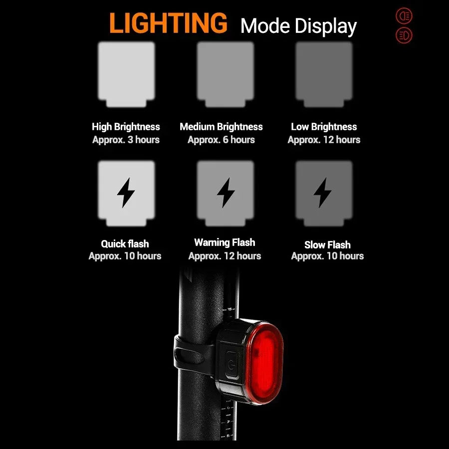 Bicycle Lights Cycling Bicycle Front Rear Light Set Taillight Headlight MTB Waterproof Safety Warning Light LED USB Rechargeable