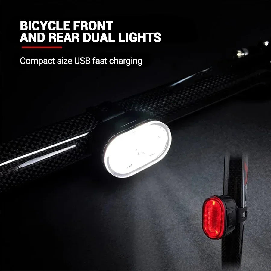 Bicycle Lights Cycling Bicycle Front Rear Light Set Taillight Headlight MTB Waterproof Safety Warning Light LED USB Rechargeable