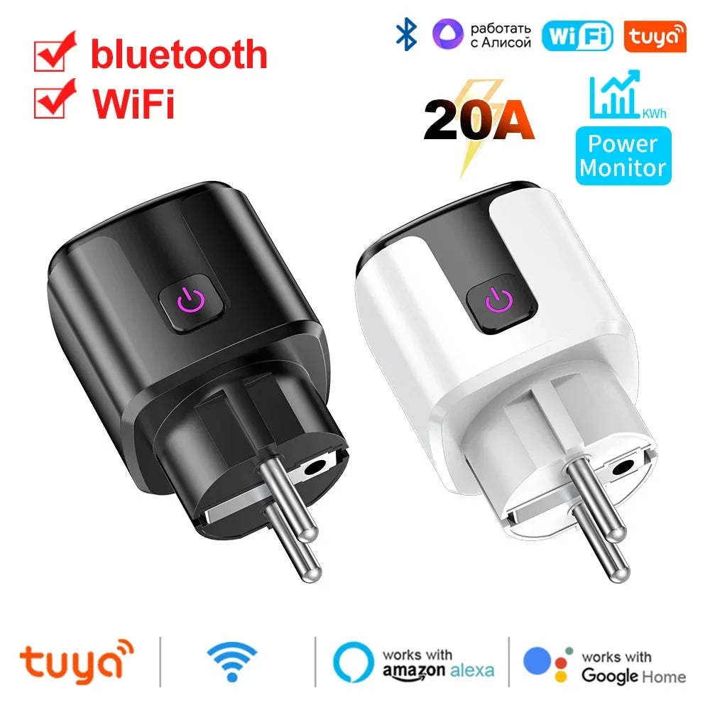 Inteligentne Gniazdko WiFi+Bluetooth 20A Tuya – Pomiar Energii, Timer