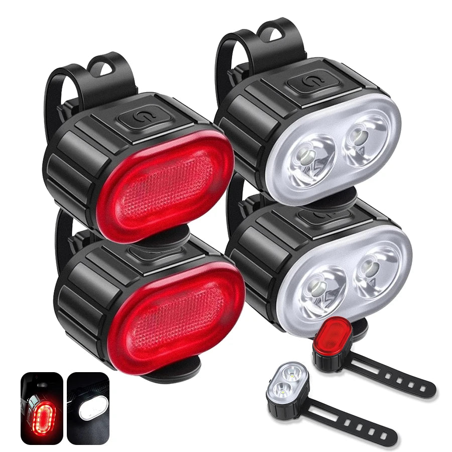 Bicycle Lights Cycling Bicycle Front Rear Light Set Taillight Headlight MTB Waterproof Safety Warning Light LED USB Rechargeable