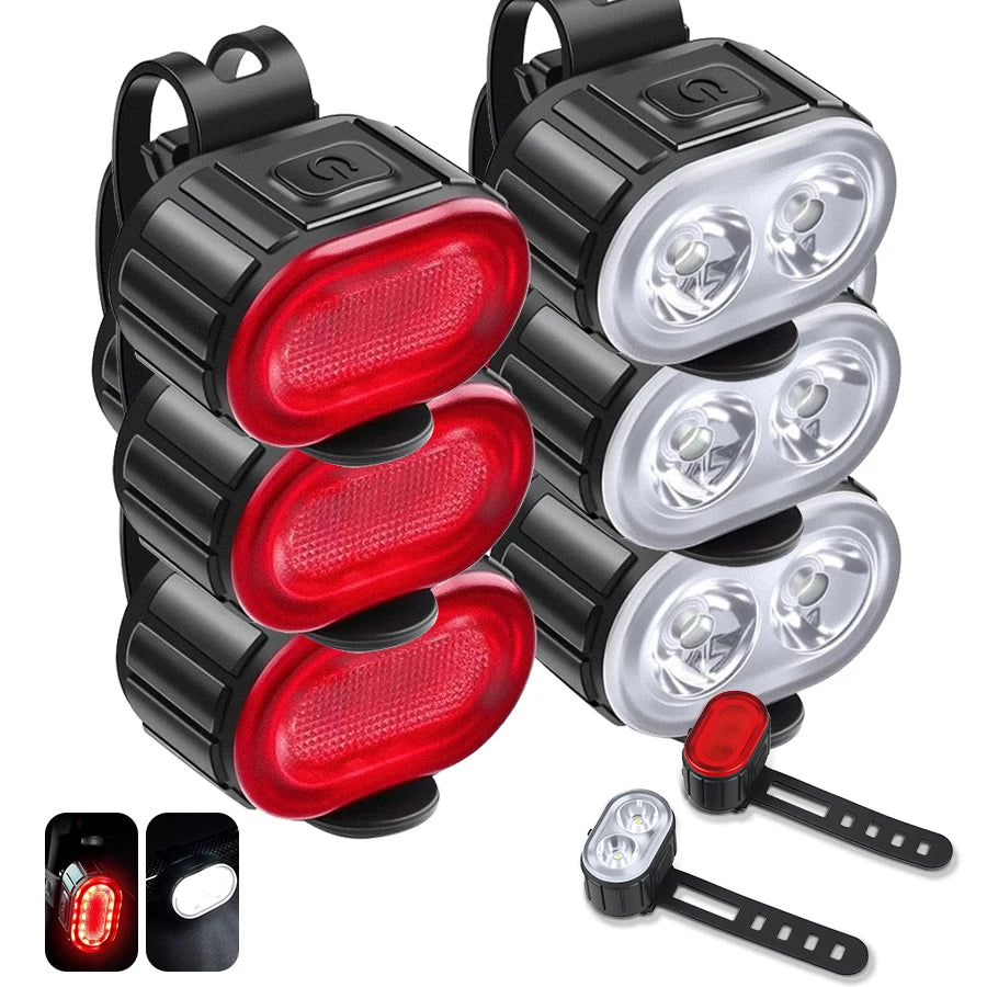 Bicycle Lights Cycling Bicycle Front Rear Light Set Taillight Headlight MTB Waterproof Safety Warning Light LED USB Rechargeable