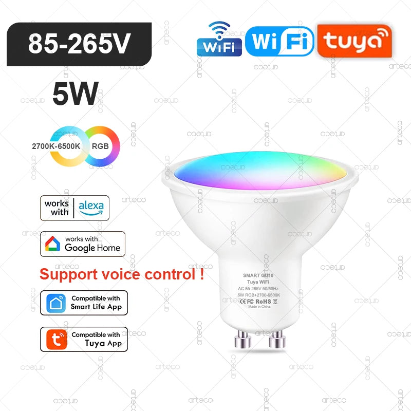 Żarówka Smart LED RGB – Tuya WiFi/Zigbee E27/E14/GU10